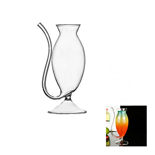 RESOYE Vampir-Weinglas, 250 ml, Cocktailglas mit Trinkrohr, Strohhalm, klares Glas, Weindekanter, Tassen, langer Schwanz, Saftverschluss, Glaswaren für Bar von RESOYE