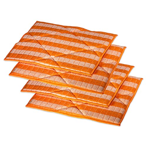 RESPEKT Mikrofaser Bamboo, 4tlg Spültücher-Set mit hoher Saugkraft, 20x25cm, (Orange) von RESPEKT