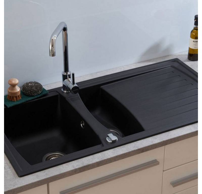 RESPEKTA Küchenspüle Respekta Einbauspüle Boston 100x50x20 cm, schwarz von RESPEKTA