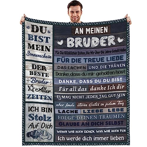 Geschenk Für Bruder, Grosser Bruder Personalisierte Geschenke Decke, Geschenkideen für Den Bruder, Geschenke für Bruder Geburtstag，Männergeschenke Zum Geburtstag, Kuscheldecke Flauschig 130x150cm von RESPRO