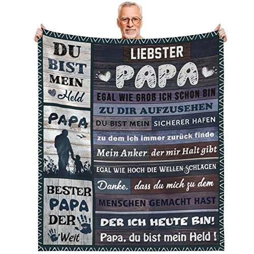 Geschenke für Papa von Tochter Sohn, Geburtstag Geschenke für Papa, Vatertagsgeschenk Kuscheldecke, Lustige Geschenke für Papa, Vater Geschenkidee, Personalisierte Flauschig Decke für Papa 130x150CM von RESPRO