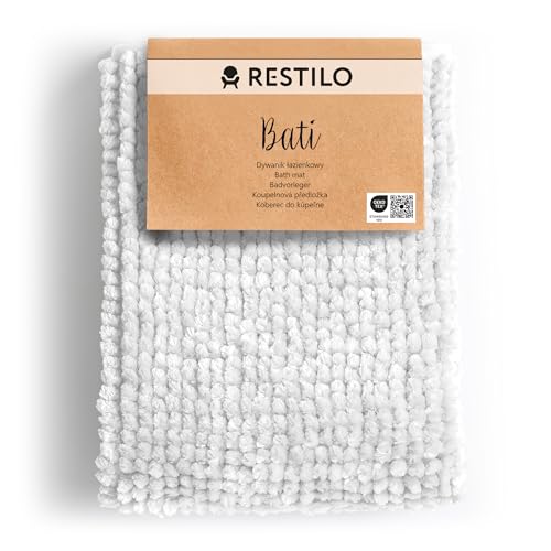 RESTILO Badematte 60x90 cm Badvorleger Badteppich rutschfest Bati Weiß von RESTILO