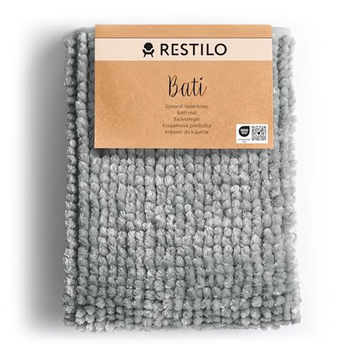 RESTILO Badematte 70 x 120 cm Badteppich Badvorleger rutschfest Bati Grau von RESTILO