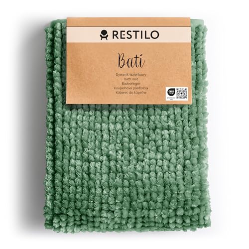 RESTILO Badematte 70 x 120 cm Badteppich Badvorleger rutschfest Bati Grün von RESTILO