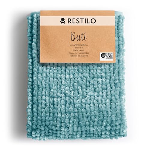 RESTILO Badematte 70 x 120 cm Badteppich Badvorleger rutschfest Bati Türkis von RESTILO