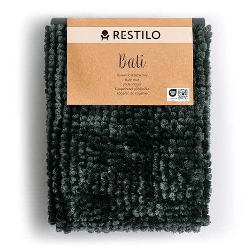 RESTILO Badematte 70x120 cm Badvorleger Badteppich rutschfest Bati Anthrazit von RESTILO
