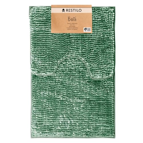 RESTILO Badematte Toilettenmatte Set 50x80 40x50 cm Badteppiche Badvorleger rutschfest Bati Grün von RESTILO