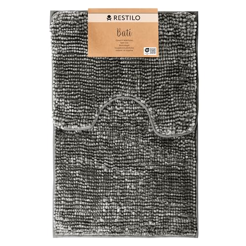 RESTILO Badematte Toilettenmatte Set 50x80 40x50 cm Badteppiche Badvorleger rutschfest Bati Stahl von RESTILO