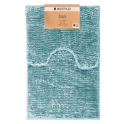 RESTILO Badematte Toilettenmatte Set 50x80 40x50 cm Badteppiche Badvorleger rutschfest Bati Türkis von RESTILO