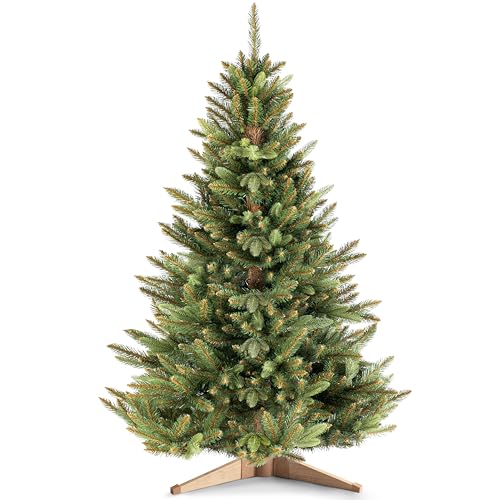 RESTILO Premium Weihnachtsbaum Künstlich 150 cm Tannenbaum mit Ständer aus Holzmaterial braunem Stamm Künstlicher Weihnachtsbaum Maya von RESTILO