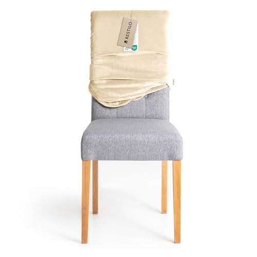 RESTILO Stuhlhusse Stretch in Universalgröße, Abnehmbare Waschbare Stuhlbezug Esszimmerstuhl, Elastischer Stuhl Überzug Schutz für Esszimmer, Restaurant Hotel Bankett Hochzeit Party, Sento Hellbeige von RESTILO
