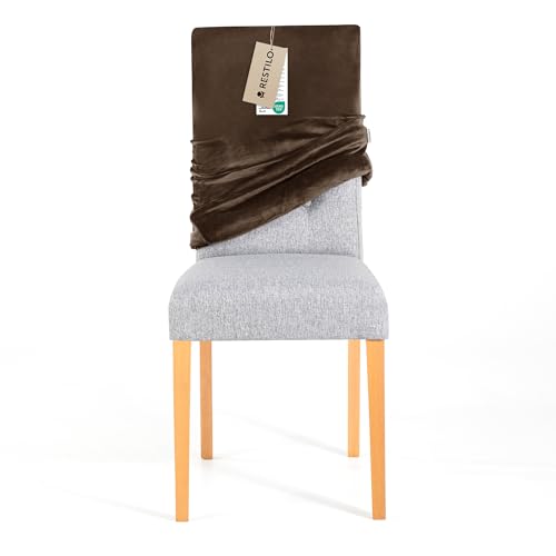 RESTILO Stuhlhusse Stretch in Universalgröße, Abnehmbare Waschbare Stuhlbezug Esszimmerstuhl, Elastischer Stuhl Überzug Schutz für Esszimmer, Restaurant Hotel Bankett Hochzeit Party, Sento Braun von RESTILO