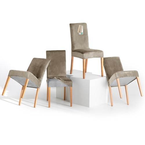 RESTILO Stuhlhussen 4er Set Stretch Stuhlhussen Abnehmbare Waschbare Stuhlbezüge Esszimmerstühle Elastischer Stuhl Überzug für Esszimmer Küche Restaurant Hotel Bankett Hochzeit Party, Sento Beige RESTILO Stuhlhussen 4er Set Stretch Stuhlhussen Abnehmbare Waschbare Stuhlbezüge Esszimmerstühle Elastischer Stuhl Überzug für Esszimmer Küche Restaurant Hotel Bankett Hochzeit Party, Sento Beige von RESTILO