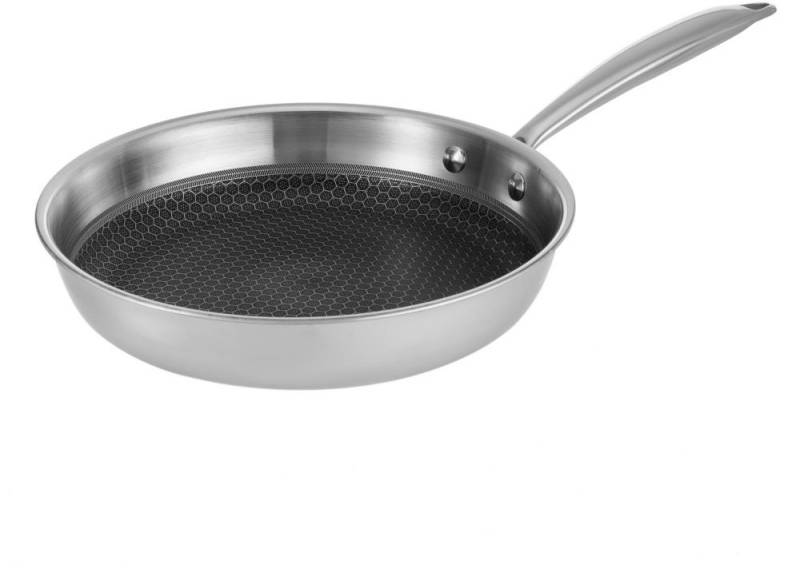 RESTO Kitchenware Bratpfanne Achird Pfanne aus Tri-Ply (Edelstahl + Aluminium + Edelstahl) ofenfest, Edelstahl 18/10 (1-tlg), Die 3-schichtige Basis ermöglicht eine Energieeinsparung von 25% von RESTO Kitchenware
