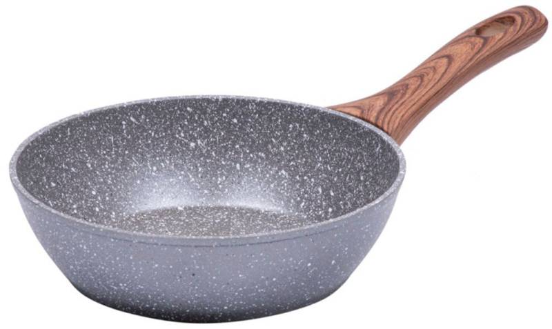 RESTO Kitchenware Bratpfanne Aquila, tiefe Schmorpfanne langlebig und spülmaschinenfest, Aluminium (1-tlg), mit ergonomischem weichem Griff in Holzoptik von RESTO Kitchenware