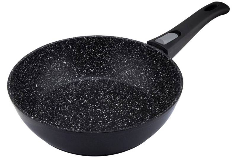 RESTO Kitchenware Bratpfanne Aries, tiefe Wokpfanne mit vierschichtiger Marmor-Antihaftbeschichtung, Aluminium (1-tlg), mit einem abnehmbaren Griff - backofenfest, spülmaschinenfest von RESTO Kitchenware