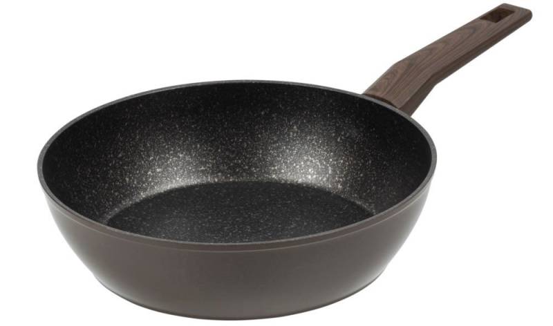 RESTO Kitchenware Bratpfanne Carina, tiefe Schmorpfanne mit holzähnlichem Soft-Touch-Griff, Aluminium (1-tlg), mit Marmor-Antihaftbeschichtung, 4-lagig, für alle Herdarten geeignet von RESTO Kitchenware