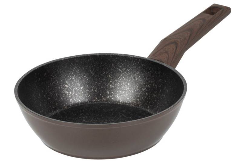 RESTO Kitchenware Bratpfanne Carina, tiefe Schmorpfanne mit holzähnlichem Soft-Touch-Griff, Aluminium (1-tlg), mit Marmor-Antihaftbeschichtung, 4-lagig, für alle Herdarten geeignet von RESTO Kitchenware