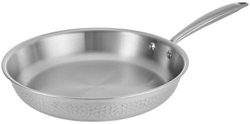 RESTO Kitchenware Bratpfanne Crater Pfanne aus Tri-Ply (Edelstahl + Aluminium + Edelstahl) ofenfest, Edelstahl 18/10 (1-tlg), Energieeinsparung 25% durch die dreilagige Basis von RESTO Kitchenware