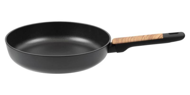 RESTO Kitchenware Bratpfanne Mon, Universalpfanne antihaftbeschichtet und spülmaschinenfest, Aluminium (1-tlg), mit verstärktem Boden und ergonomischem Griff in Holzoptik von RESTO Kitchenware