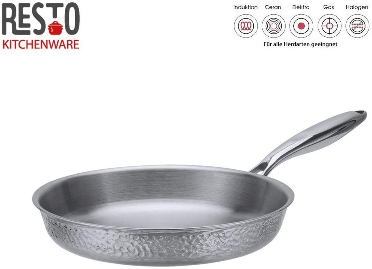RESTO Kitchenware Bratpfanne VEGA, Stahl Tri-Ply (Edelstahl + Aluminium + Edelstahl) (1-tlg), mit Energieeinsparung 25%, für alle Herdplatten geeignet, auch Induktion von RESTO Kitchenware