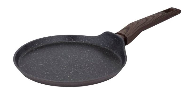 RESTO Kitchenware Crêpepfanne Carina, Pfannkuchenpfanne mit holzähnlichem Soft-Touch-Griff, Aluminium (1-tlg), mit Marmor-Antihaftbeschichtung, 4-lagig, für alle Herdarten geeignet von RESTO Kitchenware