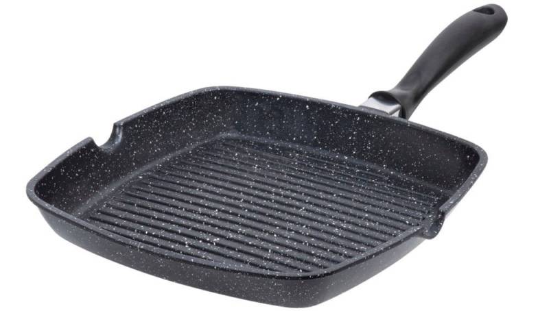 RESTO Kitchenware Grillpfanne Meridiana, quadratische Steak Pfanne mit Ausguss, Aluminiumguss (1-tlg), Bratpfanne, Eckpfanne mit Marmor-Antihaftbeschichtung von RESTO Kitchenware