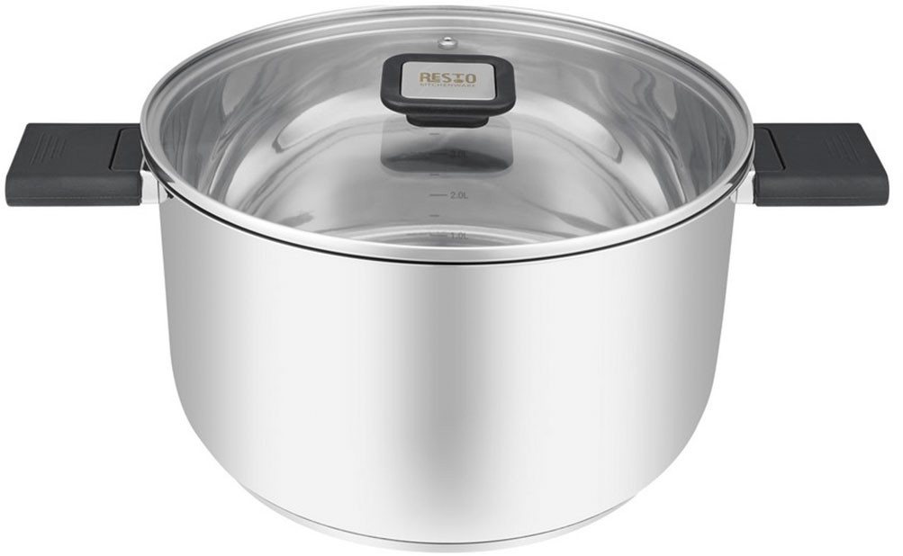 RESTO Kitchenware Kochtopf Anser, energiesparend und spülmaschinenfest, im Geschenkkarton, Edelstahl 18/10 (2-tlg), Geeignet für alle Herdarten, auch Induktion, mit klappbaren Griffen von RESTO Kitchenware