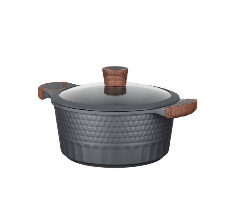 RESTO Kitchenware Kochtopf Capella, Schmortopf antihaftbeschichtet und spülmaschinenfest, Aluminiumguss (2-tlg), mit Glasdeckel und stoßdämpfendem Silikonrand, im Geschenkkarton von RESTO Kitchenware