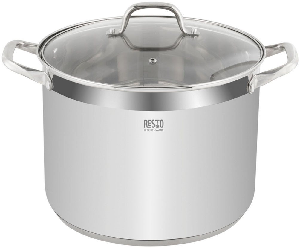 RESTO Kitchenware Kochtopf Libra, Universaltopf energiesparend und spülmaschinenfest, Edelstahl 18/10 (2-tlg), Induktion, für alle Herdarten geeignet mit hitzebeständigem Glasdeckel von RESTO Kitchenware