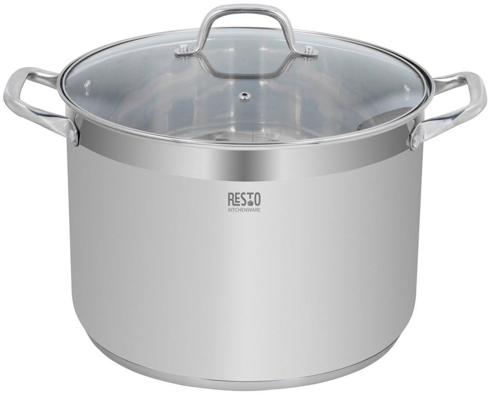RESTO Kitchenware Kochtopf Libra, Universaltopf energiesparend und spülmaschinenfest, Edelstahl 18/10 (2-tlg), Induktion, für alle Herdarten geeignet mit hitzebeständigem Glasdeckel von RESTO Kitchenware