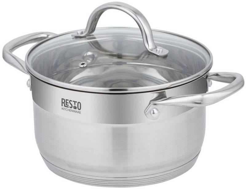 RESTO Kitchenware Kochtopf Rigel, Topf energiesparend und spülmaschinenfest, Edelstahl 18/10 (2-tlg), mit hitzebeständigem Glasdeckel, im Geschenkkarton von RESTO Kitchenware