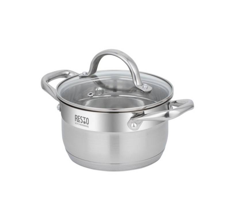 RESTO Kitchenware Kochtopf Rigel, Topf energiesparend und spülmaschinenfest, Edelstahl 18/10 (2-tlg), mit hitzebeständigem Glasdeckel, im Geschenkkarton von RESTO Kitchenware