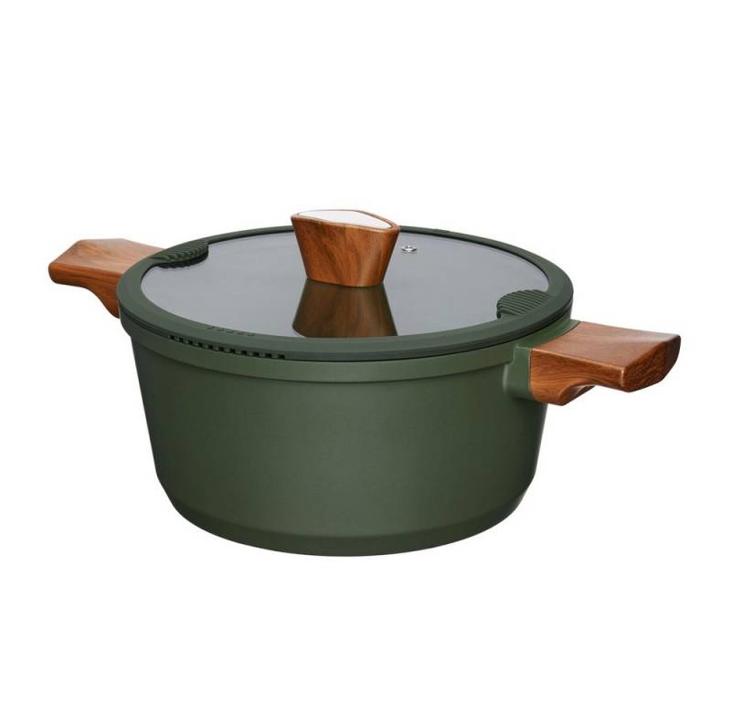 RESTO Kitchenware Kochtopf Sadr, Bratentopf antihaftbeschichtet, im Geschenkkarton, Aluminiumguss (2-tlg), inkl. Glasdeckel mit Silikonrand und integrierten Abgießlöchern von RESTO Kitchenware
