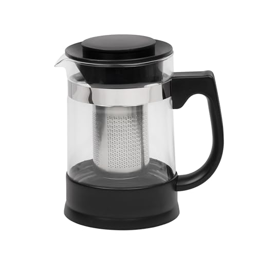 RESTO 90512 Teekanne - der stilvolle, elegante Tee - und Kaffeebereiter aus hitzebeständigem Borsilikatglas mit stabilem Kunstoffgriff - und Boden, rostfreiem Edelstahlfilter (Teekanne 950ml) von RESTO