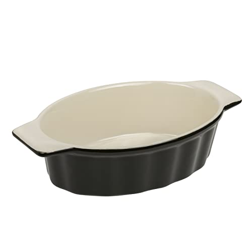 RESTO Auflaufform - Ofenform - 14.4 x 9.1 x 5.2cm - 0,6 Liter - Lasagneform - ovale Kuchenform mit Griffen - Tiramisu Form aus Keramik hitzebeständig - für Brot Lasagne Brownie Kuchen von RESTO