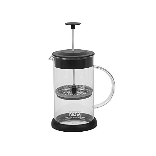 RESTO 90501 French Press System Tee und Kaffeebereiter aus hitzebeständigem Borsilikatglas mit Glasgriff, Edelstahlfilter, Kunststoffdeckel und Silikonboden / (0.6 Liter) von RESTO