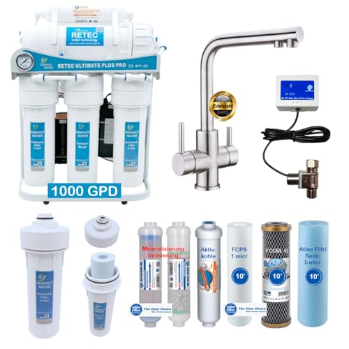 RETEC Osmoseanlage 1000 GPD Perfect Water No. 1 Ultimate Plus PRO Direct Flow kein Tank nötig Umkehrosmosewasserfilter Wasserfilter Trinkwasser Umkehrosmose Reverse Osmosis von RETEC