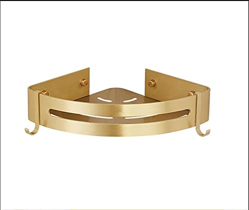 RETHPA Badezimmer Regal,Duschablage ​ Eckregal Wand montiert Badezimmerregal gebürstetes Gold Aluminium Bad Duschhelf Bad Shampoo Halter Eckregal (Color : Corner Shelf 1) von RETHPA