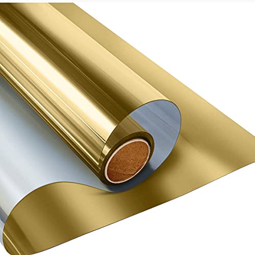 Spiegelfolie,Spiegelfolie Fenster Sichtschutz Einwegspiegel Reflektierende Fensterfolie Buntglas Vinyl Selbstklebende Folie for Home Wärmekontrolle Solarglasfenster Tint ( Color : Gold , Size : 40x200 von RETHPA