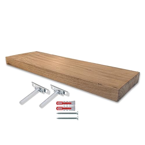 RETIMBER WORKS by de Witte Schwebendes Wandregal aus Massiver Altholz Eiche - Eiche Wandregal - Handgefertigte Wandregale - Schwebenden Eichenregale - Regalbretter (100 cm) von RETIMBER WORKS by de Witte