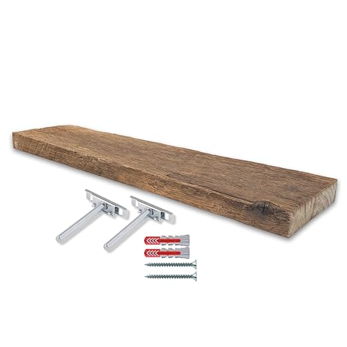 RETIMBER WORKS by de Witte Schwebendes Wandregal aus Massiver Altholz Eiche - Eiche Wandregal - Handgefertigte Wandregale - Schwebenden Eichenregale - Regalbretter (80 cm) von RETIMBER WORKS by de Witte