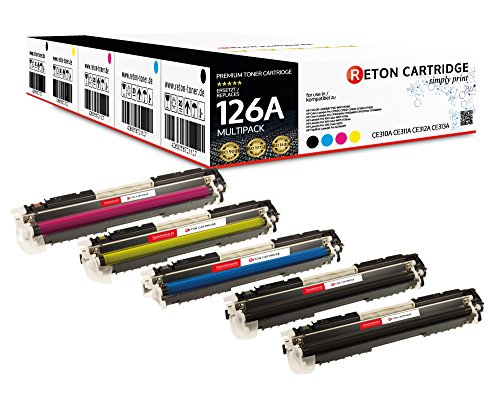 5 Reton Toner | 30% höhere Reichweite | kompatibel für CE310A CE311A CE312A CE313A HP 126A für HP Color Laserjet CP1020 CP1021 CP1022 CP1023 CP1025 CP1025nw CP1026nw - TopShot Pro M275MFP von RETON CARTRIDGE