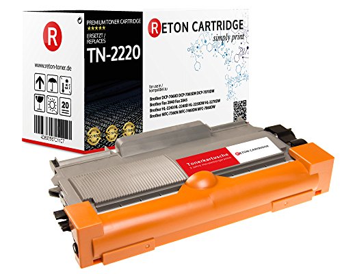 Original Reton Toner, kompatibel, 2er Set-Schwarz für Brother TN-2220 (TN2220), DCP-2240D, 2270DW, 7055, 7057, 7060D, 7065DN, 7070DW, HL-2130, 2135W, 2220, 2230D, 2240D, 2242D, 2250DN, 2270DW von RETON CARTRIDGE