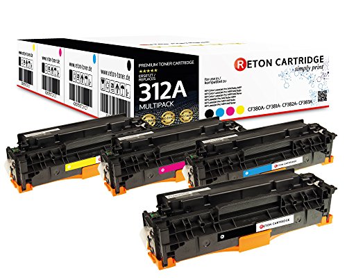 Original Reton Toner, kompatibel, 4er Farbset für HP 312A (CF380A CF381A CF382A CF383A), Color Laserjet PRO MFP M476, PRO MFP M476DN, PRO MFP M476DW Schwarz Cyan Magenta Gelb von RETON CARTRIDGE