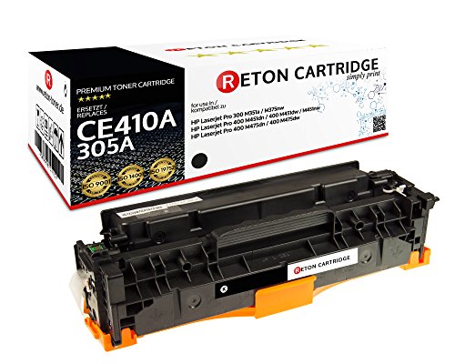 Original Reton Toner, kompatibel, Schwarz für HP PRO 400 Color MFP M475DN (CE410A), HP 305A, Laserjet PRO 300 Color M375NW, M451, M451DN, M451DW, M451NW, M475, M475DW, Schwarz von RETON CARTRIDGE