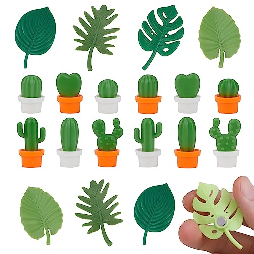 RETON 20pcs Plant Fridge Magnets, Decorative Refrigerator Magnets, Cute Cactus Magnets Mini Tropical Leaves Fridge Whiteboard Magnets, Plants Magnet Stickers for Home Office Decor von RETON