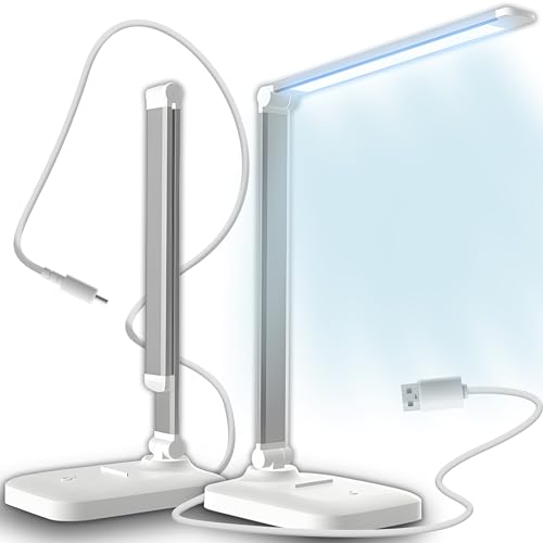 Retoo Schreibtischlampe LED Dimmbar, Alu Dimmbare Tischleuchte 5 Farb und 3 Helligkeitsstufen, Nachttischlampe, Leselampe für Zuhause, Büro, Schlafzimmer, Augenfreundliche Tischlampe Aluminium von Retoo