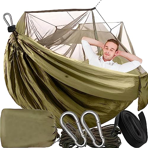 Retoo Camping Hängematte Outdoor mit Moskitonet, Ultraleichte Hammock, Atmungsaktiv für Trekking, Backpacking, Nylon Reisehängematte mit Moskito für Reise, Garten, Wandern, Survival 260 x 140 cm von Retoo