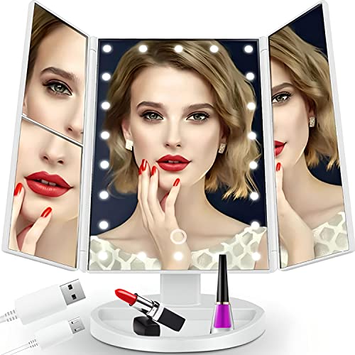 Retoo Kosmetikspiegel mit Beleuchtung LED Faltbar Schminkspiegel Vergrößerungsspiegel 2X/3X Vergrößerung Touchschalter Makeup Spiegel USB oder Batteriebetrieben 180° Drehbar Natürliche Lichter von Retoo